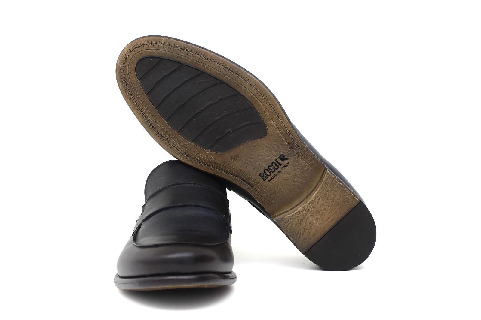 Mocassino in vitello naturale blu sfumato con fondo in gomma cucito blake 9640GDIXBLU 152 ROSSI 