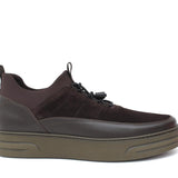 Sneakers streach in pelle e camoscio testa di moro con fondo gomma leggera 1291POLTM 150 ROSSI 