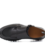 Doppia fibbia in vitello spazzolato nero e fondo gomma leggera 882CALNE 12 ROSSI 