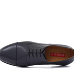 Derby con puntalino in vitellino morbido color blu con fondo cuoio antiscivolo cucito blake 212LBLU 166 ROSSI 
