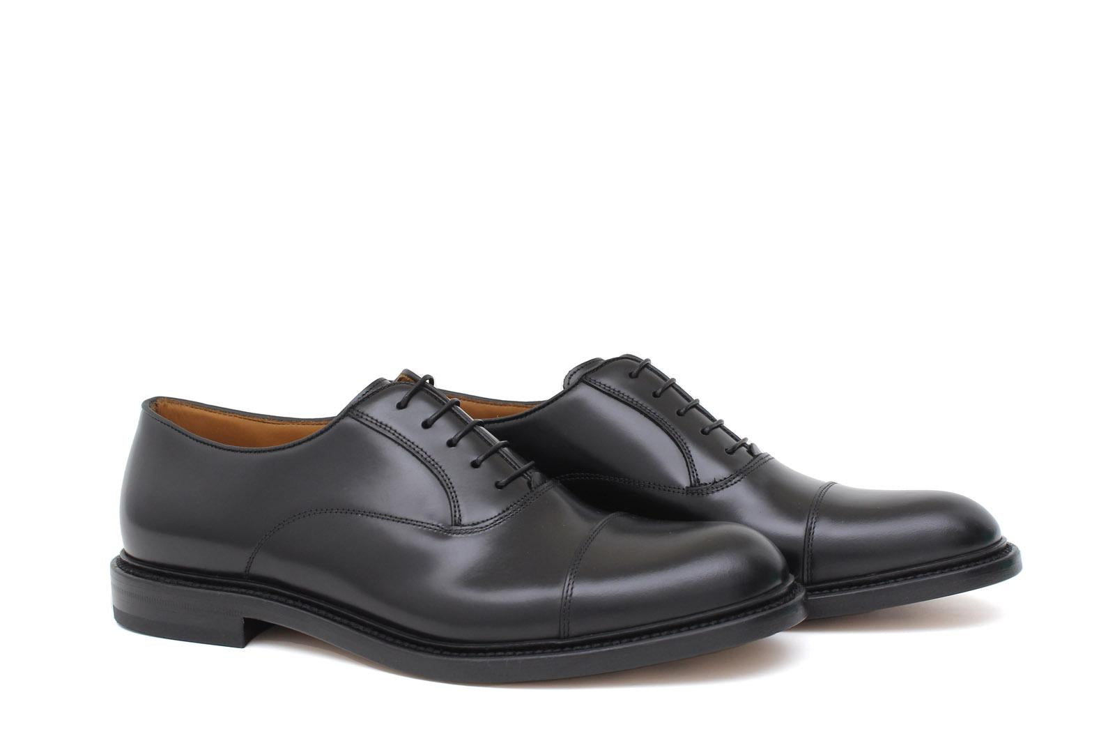 Francesina in vitello spazzolato nero con fondo in cuoio con inserti antiscivolo cucito 8698CHENE 246  UN ROSSI 
