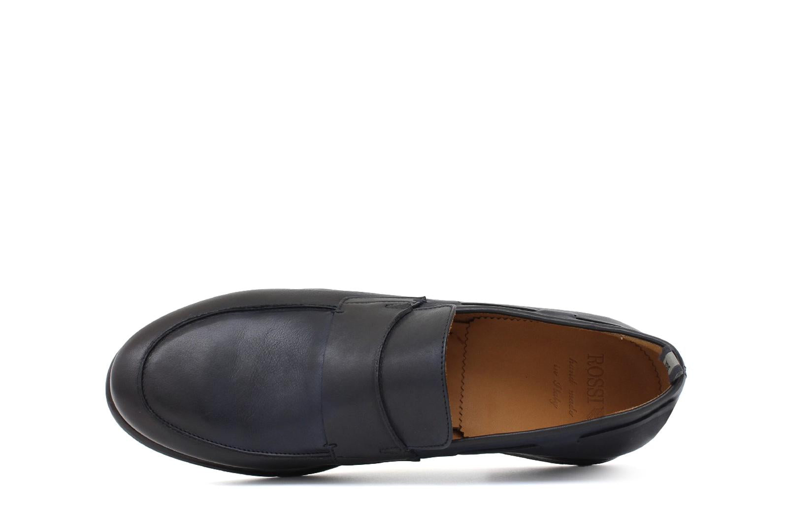 Mocassino in vitello naturale blu sfumato con fondo in gomma cucito blake 9640GDIXBLU 152 ROSSI 