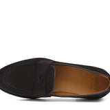 Mocassino donna con bandina in camoscio rasato testi di moro e fondo in cuoio 1/2 gomma D205CRIMOG 25 ROSSI 