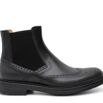 Stivaletto con elastico stile inglese in vitello a fiore nero  e fondo in gomma 9176PSNER 281 ROSSI 