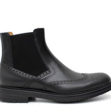 Stivaletto con elastico stile inglese in vitello a fiore nero  e fondo in gomma 9176PSNER 281 ROSSI 