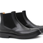 Stivaletto con elastico stile inglese in vitello a fiore nero  e fondo in gomma 9176PSNER 281 ROSSI 