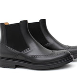 Stivaletto con elastico stile inglese in vitello a fiore nero  e fondo in gomma 9176PSNER 281 ROSSI 