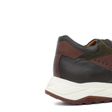 Sneakers in pelle verdone con dettagli marrone e riporto in camoscio verdeone con fondo vibram 800BMIL 285 ROSSI 