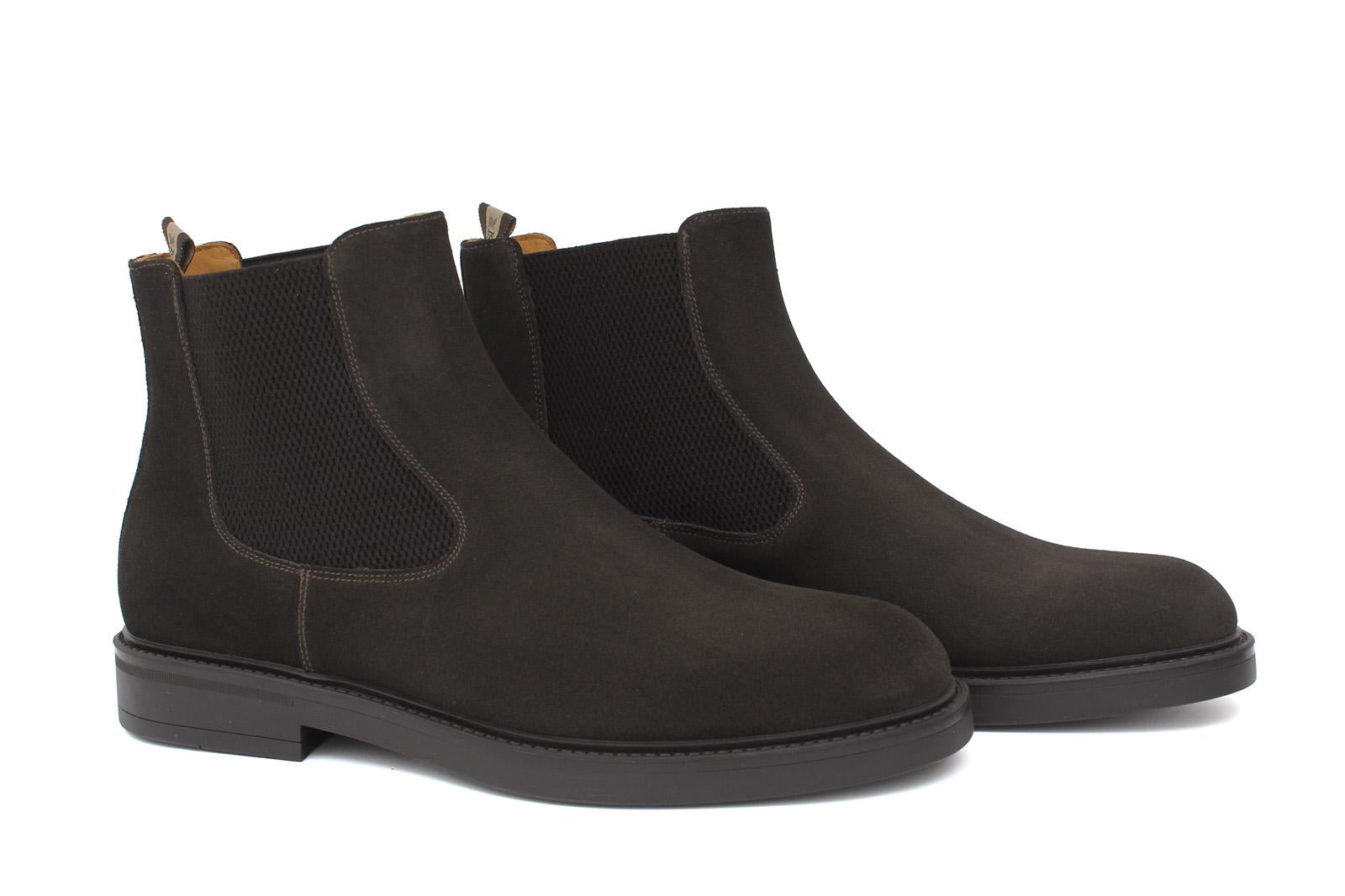 Stivaletto beatles in camoscio rasato testa di moro e fondo in gomma 154PRCRIM 435 ROSSI 