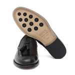Mocassino sfoderato con mappine in vitello spazzolato nero con fondo in cuoio antiscivolo cucito blake 7637CN 1056 ROSSI 