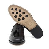 Mocassino sfoderato con mappine in vitello spazzolato nero con fondo in cuoio antiscivolo cucito blake 7637CN 1056 ROSSI 