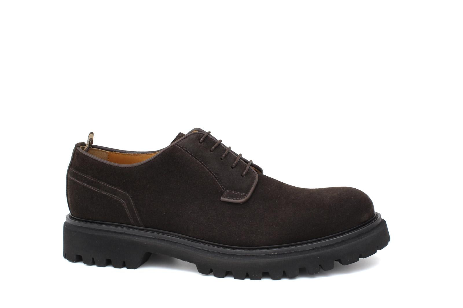 Derby in suede testa di moro con fondo in gomma roccia leggera 9265HSMO 371 ROSSI 