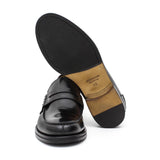 Mocassino College stile inglese in vitello spazzolato nero e fondo in cuoio 1/2 gomma 5316VCN 228 ROSSI 