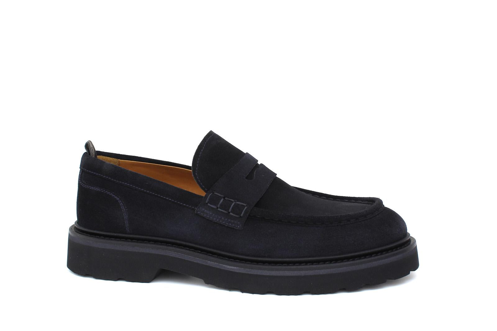 Mocassino stile ingegnere in suede blu e fondo gomma leggera 1223CHSBLU 458 ROSSI 