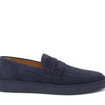 Slip-on in camoscio blu con fondo in gomma cucito 645FBLU 56 ROSSI 