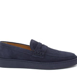 Slip-on in camoscio blu con fondo in gomma cucito 645FBLU 56 ROSSI 