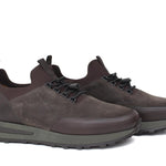 Sneakers in vitello morbido testa di moro con riporto in camoscio con fondo gomma verdone 925POLM 107 ROSSI 