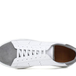 Sneaker in vitello bianco con riporti  in camoscio grigio e fondo in gomma leggera 234FPIOM 482  UN ROSSI 