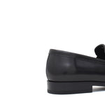 Mocassino con accessorio in vitello spazzolato nero con fondo in cuoio 1416TNE 628 ROSSI 