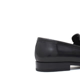 Mocassino con accessorio in vitello spazzolato nero con fondo in cuoio 1416TNE 628 ROSSI 