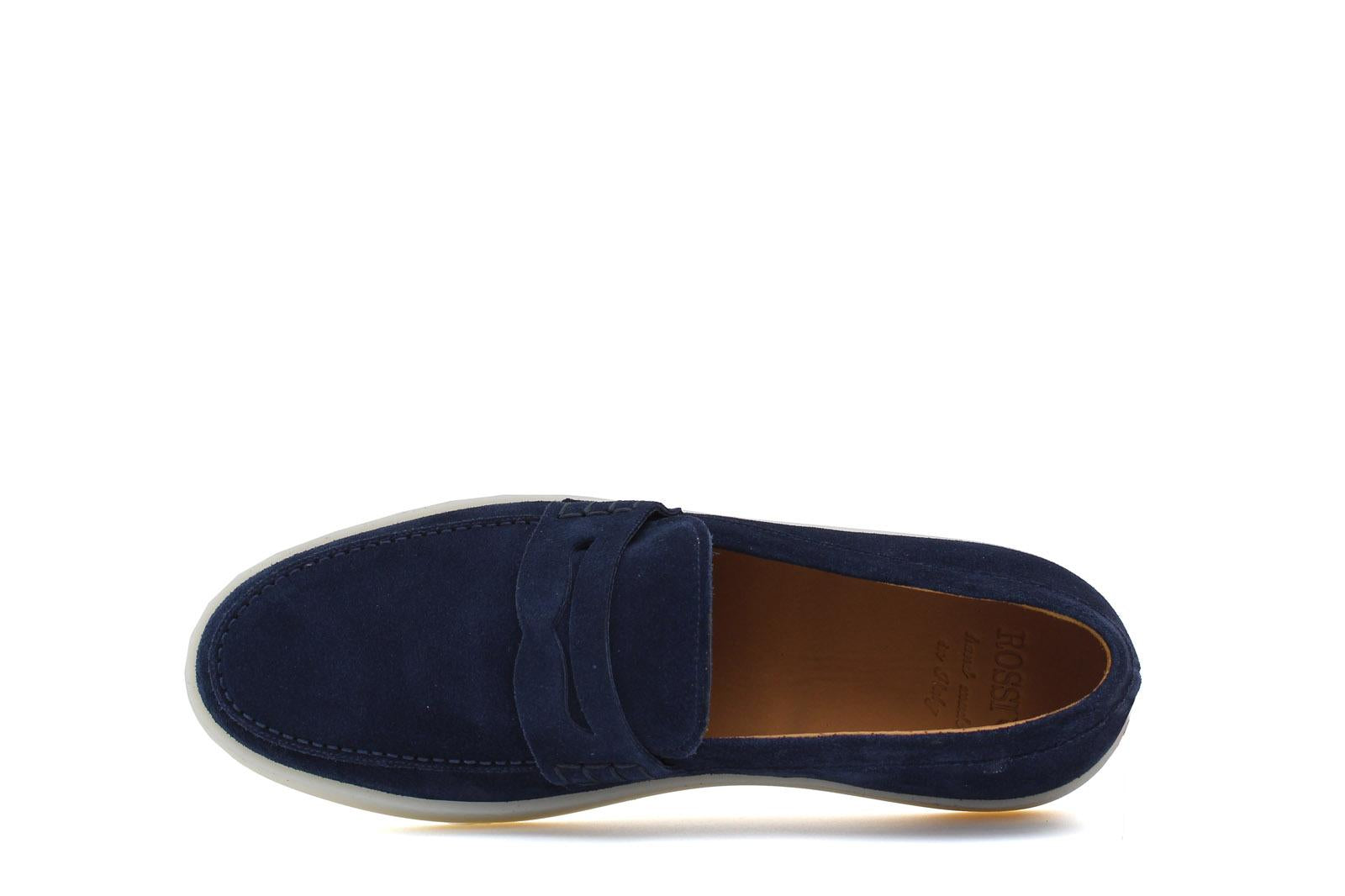 Slip-on in camoscio navy con fondo in gomma cucito 645FLOOLT 1132 ROSSI 