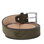 Cinta in camoscio verde h 35 con  fibbia nikel satinato F03421NKSHSVER 72 ROSSI 