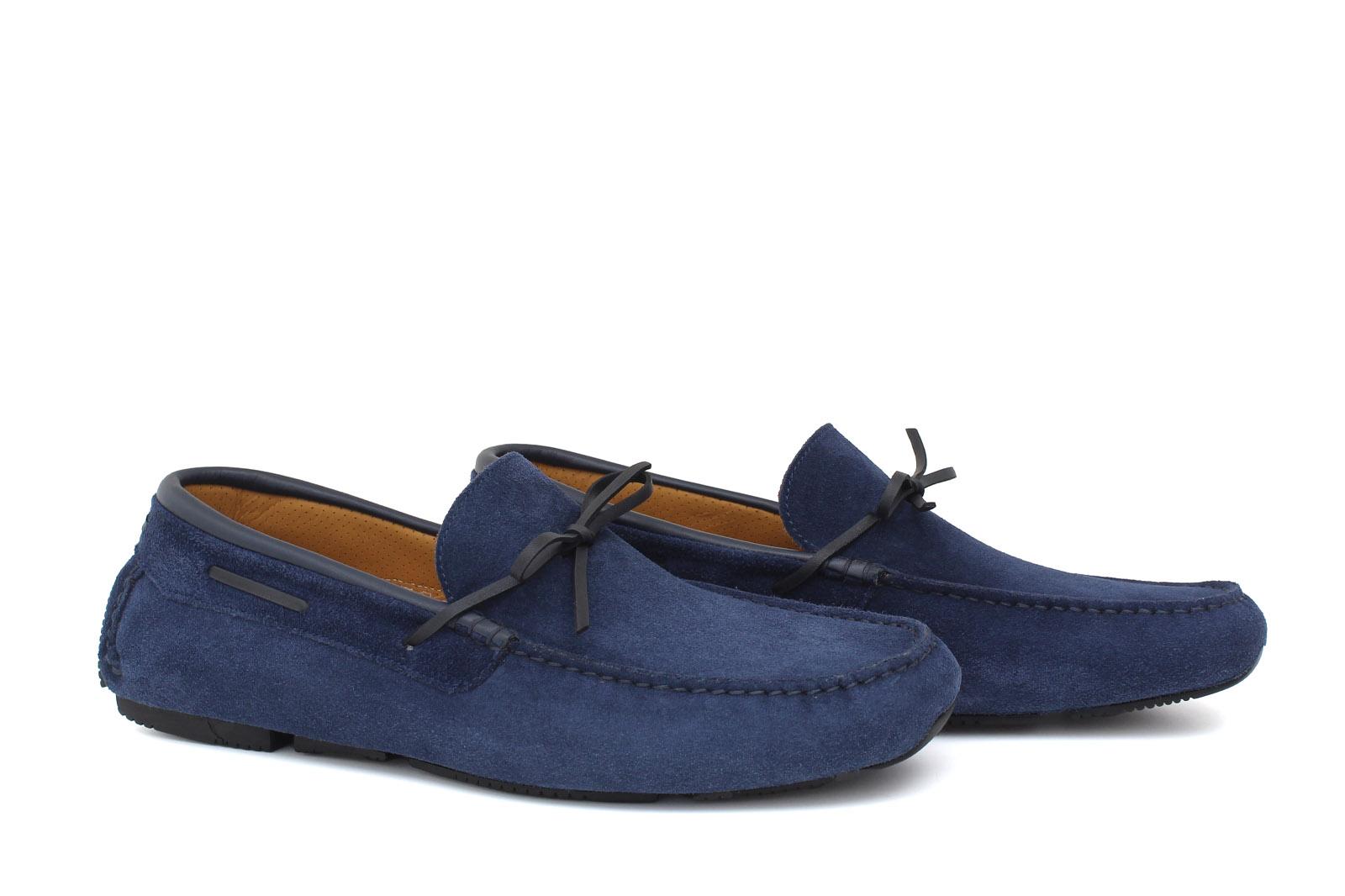 Drive in camoscio navy con riporti in pelle e fondo in gomma con inserti 6090FOLTRE 172 ROSSI 