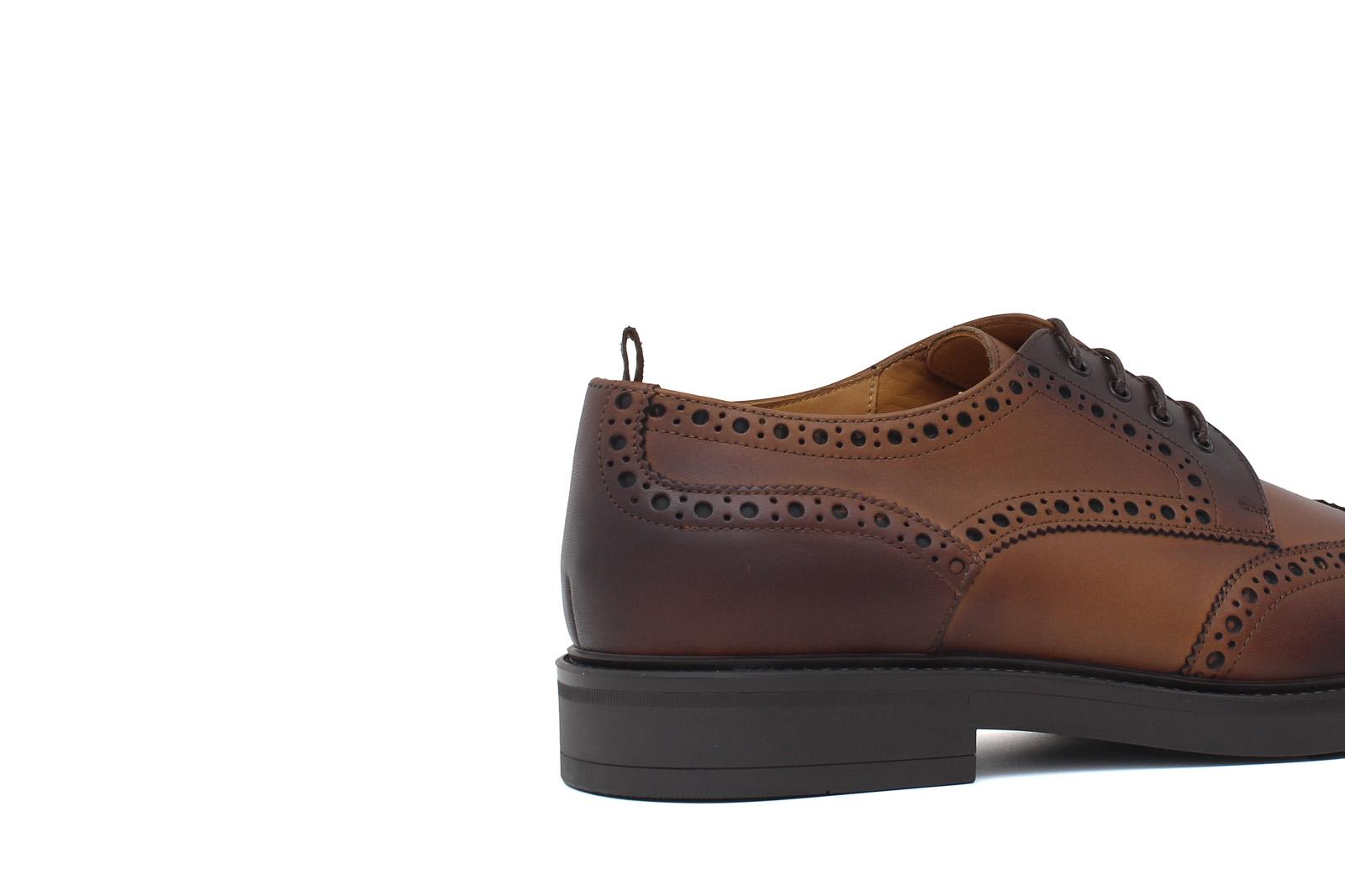 Derby stile inglese in vitello anticato color cuoio con fondo in gomma 164RBOSC 201 ROSSI 