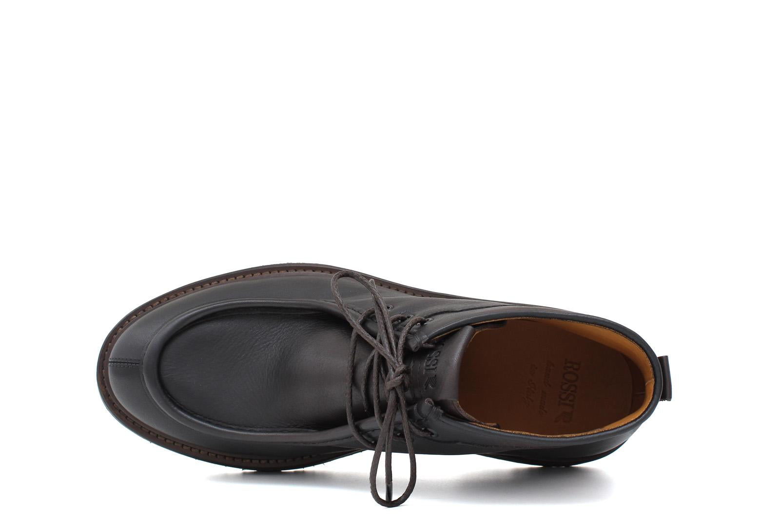 Polacchino stringato modello ingegnere in vitello nabuk anticato testa di moro con fondo in gomma leggera 1253PVTM 149 ROSSI 