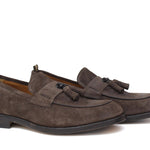 Mocassino in camoscio lavato testa di moro con fondo in cuoio antiscivolo lavato 1063VTES 118  UN ROSSI 