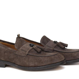Mocassino in camoscio lavato testa di moro con fondo in cuoio antiscivolo lavato 1063VTES 118  UN ROSSI 