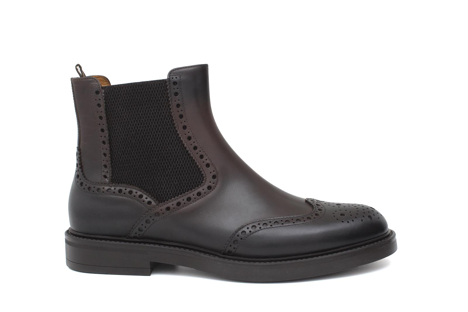 Stivaletto con elastico stile inglese in vitello anticato testa di moro e fondo in gomma 166PRBOSTM 392 ROSSI 