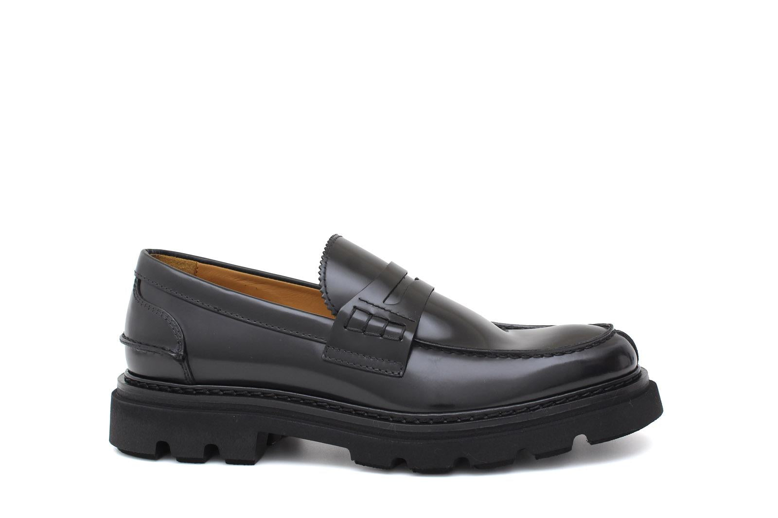 Mocassino College  in vitello spazzolato  nero e fondo in gomma leggera 5316RCALN 314 ROSSI 