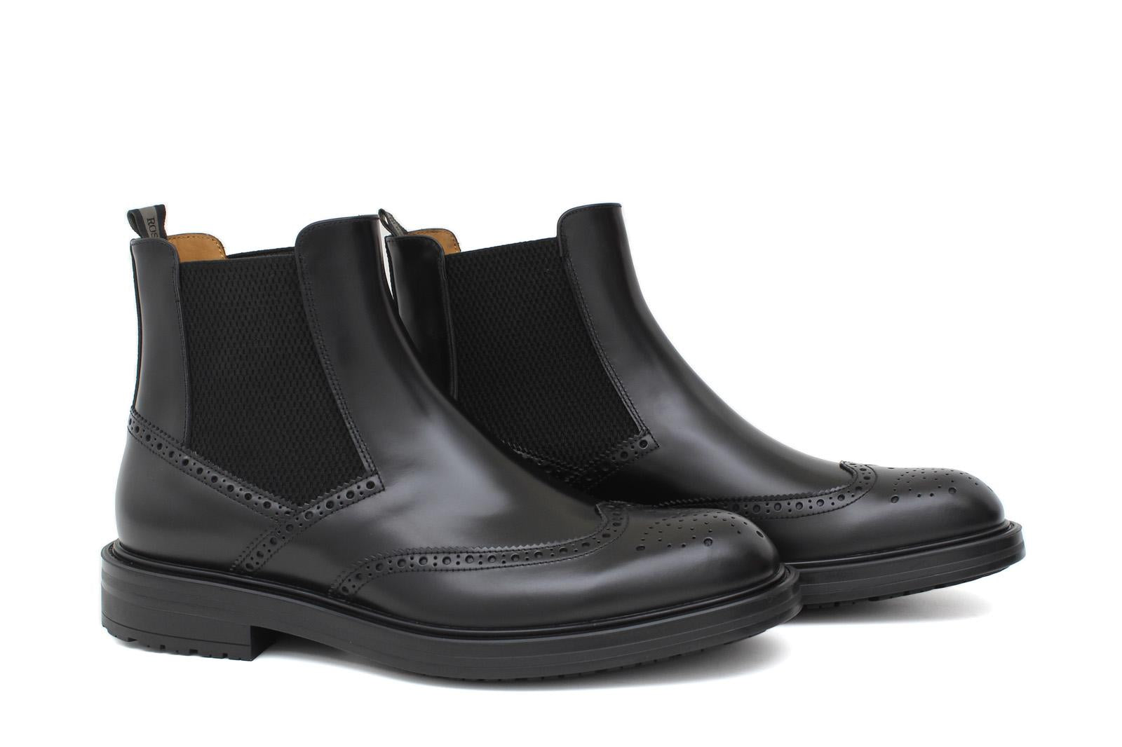 Stivaletto con elastico stile inglese in vitello spazzolato semilucido nero e fondo in gomma 8111PCNER 264 ROSSI 