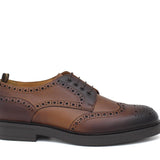 Derby stile inglese in vitello anticato color cuoio con fondo in gomma 164RBOSC 201 ROSSI 