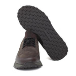 Sneakers in vitello morbido testa di moro con riporto in camoscio con fondo gomma verdone 925POLM 107 ROSSI 
