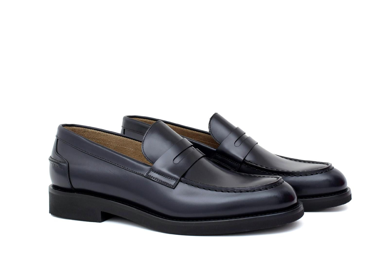 Mocassino sfoderato in vitello spazzolato blu con fondo in gomma leggera 6651GCHEBLU 1060 ROSSI 