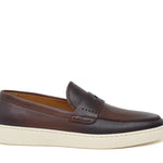 Slip on in vitello naturale colore marrone sfumato con fondo in gomma 1037DIXCAS 422 ROSSI 