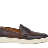 Slip on in vitello naturale colore marrone sfumato con fondo in gomma 1037DIXCAS 422 ROSSI 