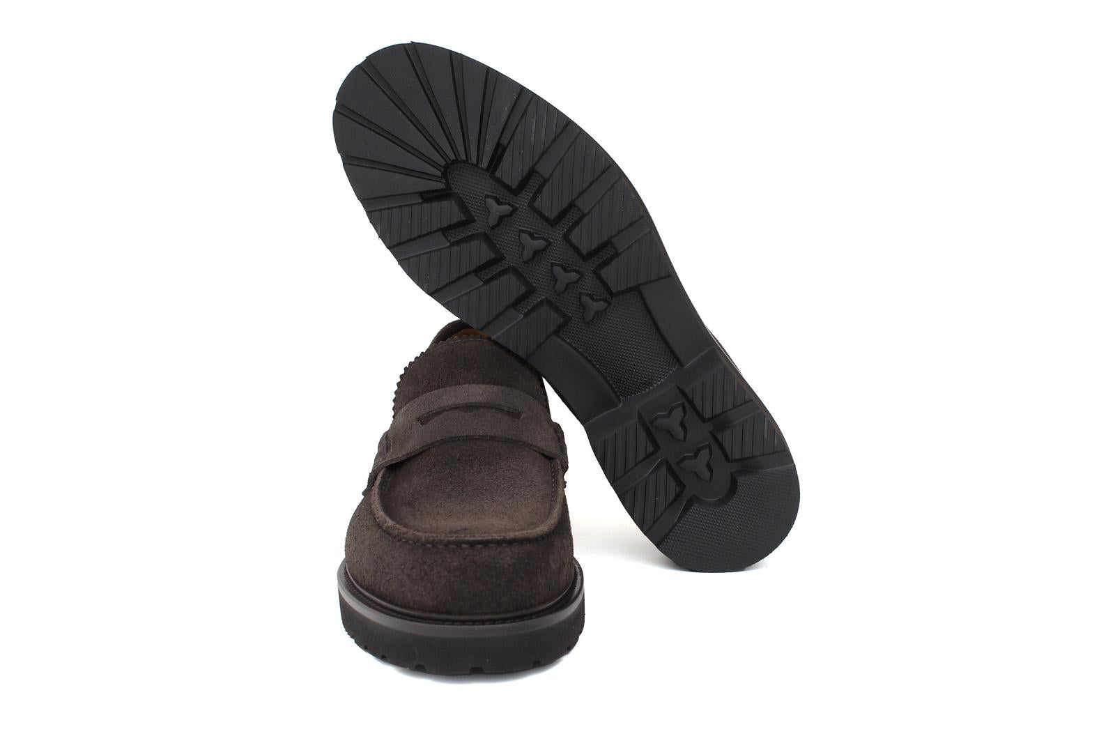 Mocassino college in suede testa di moro con fondo in gomma leggera 1552HSMO 190 ROSSI 