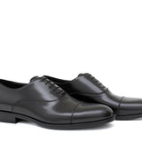 Francesina con puntalino in vitello spazzolato nero con fondo in  cuoio<BR/> 300TNER 635 ROSSI 