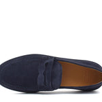 Slip-on in camoscio blu con fondo in gomma cucito 645FBLU 56 ROSSI 