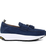 Mocassino con mappine  sportivo in camoscio navy con fondo vibram leggero 276FLOLTR 114 ROSSI 