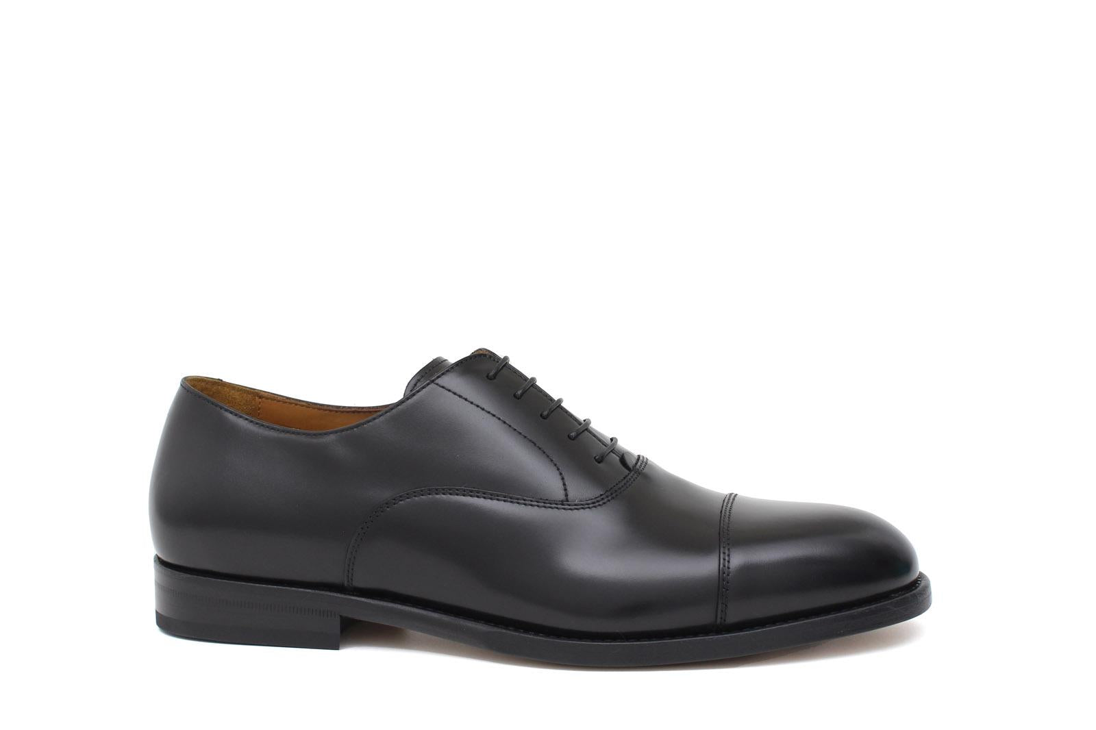 Francesina in vitello spazzolato nero con fondo in cuoio antiscivolo 627CALNE 1033 ROSSI 
