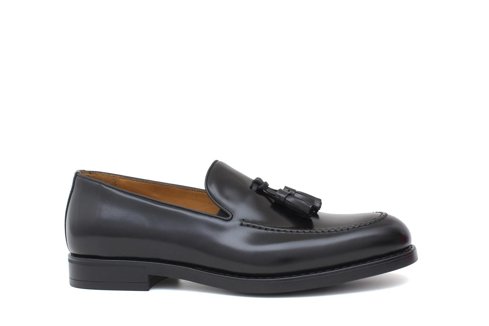 Mocassino con mappine in vitello spazzolato nero e fondo in gomma 7393SFGOCN 1030 ROSSI 