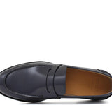 Mocassino sfoderato in vitello spazzolato blu con fondo in cuoio antiscivolo cucito blake 6651CBLU 977 ROSSI 