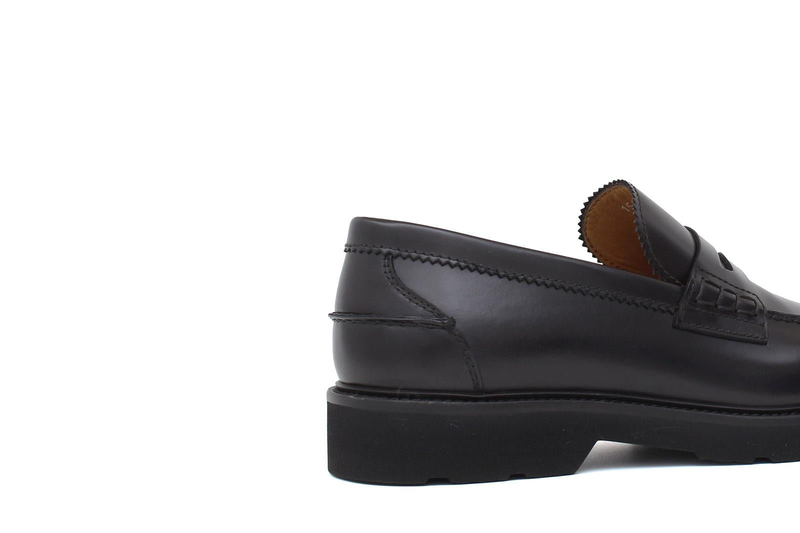 Mocassino college in vitello spazzolato testa di moro con fondo in gomma leggera 1552CALFTM 208 ROSSI 