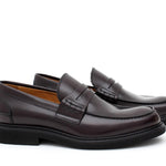 Mocassino College stile inglese  in vitello spazzolato bordò e fondo in gomma leggera 5316CALBOR 290 ROSSI 