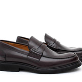 Mocassino College stile inglese  in vitello spazzolato bordò e fondo in gomma leggera 5316CALBOR 290 ROSSI 