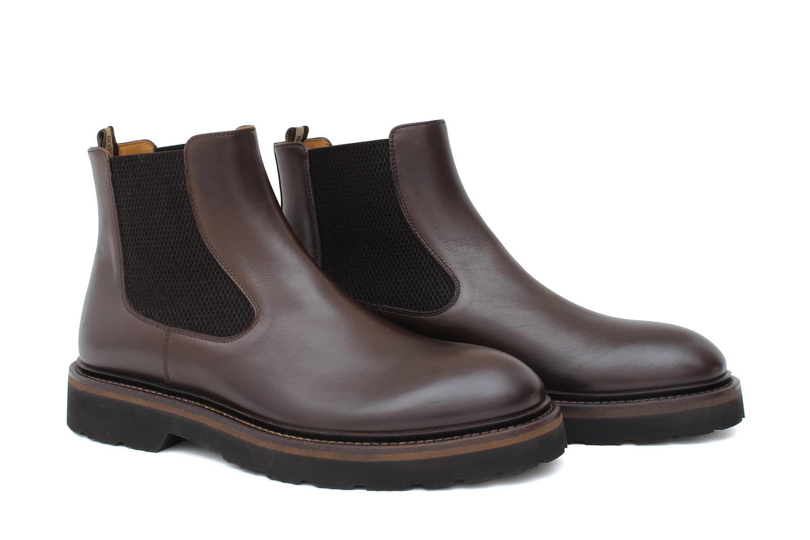 Stivaletto beatles in vitello  marrone sfumato e fondo in gomma leggera 9154CTPSMM 401 ROSSI 